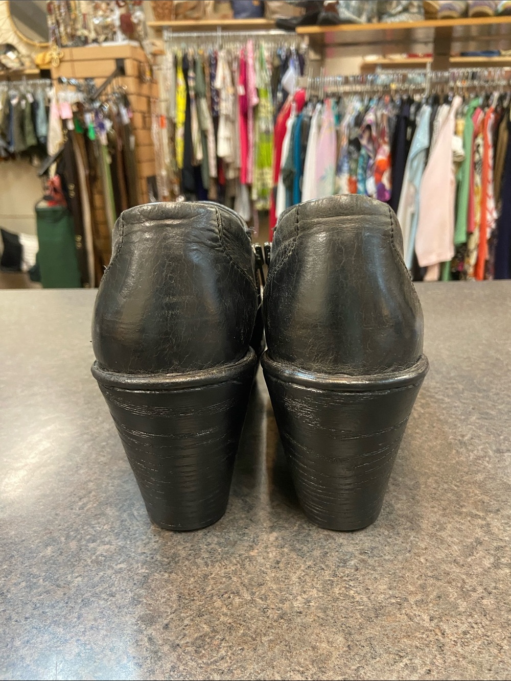 Born Black Leather Zip Platform Clogs - Picture 4 of 5